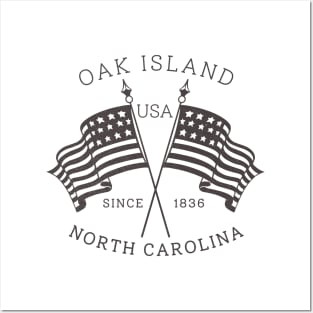 Oak Island, NC Summertime Vacationing Patriotic Flags Posters and Art